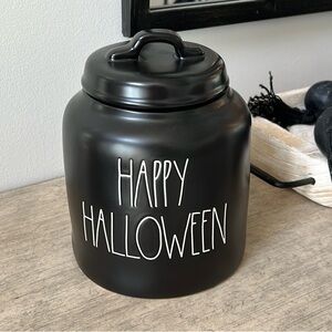 Rae Dunn Happy Halloween Black Chubby Canister cookie jar ceramic NWT